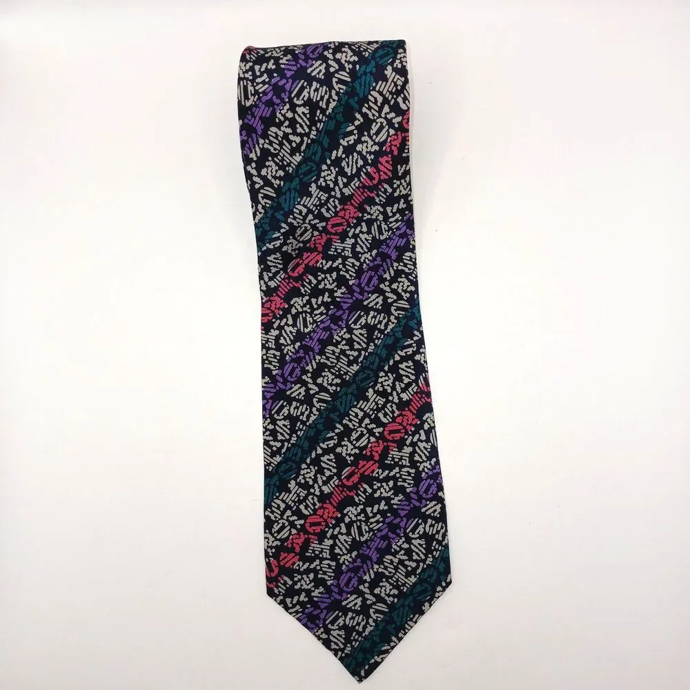 Missoni Cravatte Men's Tie 100% Silk  Necktie Letters Print Multicolor Spain